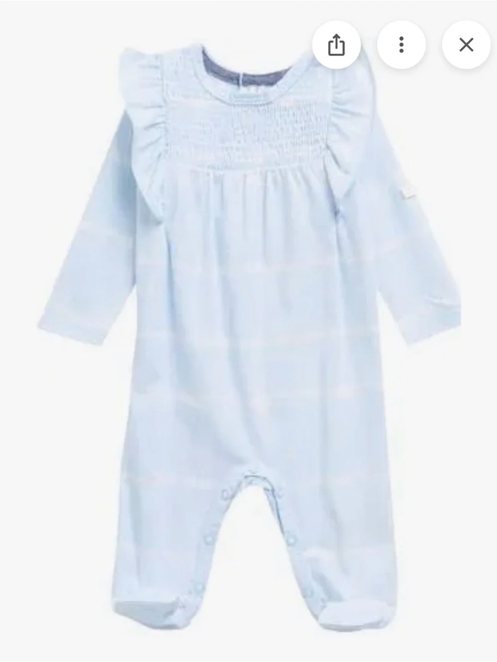 7 For All Mankind Light Blue Gingham Smocked Footie